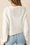 White 3D Flower Decoration Sweater Cardigan