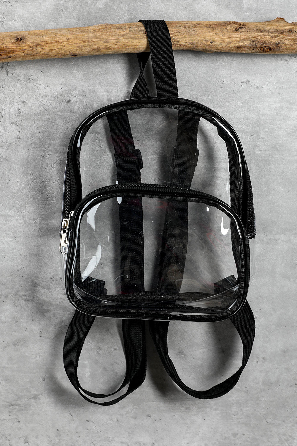 Black Contrast Edge PVC Clear Zipper Backpack