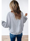 Light Grey Waffle Patchwork Long Sleeve Pullover Top