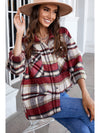 Brown Plaid Button Up Long Sleeve Flannel Shacket