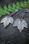 Silvery Vintage Leaf Beaded Hook Drop Earrings