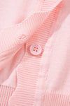 Pink Solid Color Button Knitted Cardigan