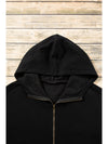 Smoke Green Half Zipper Kangaroo Pockets Drop Shoulder Hoodie