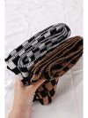 Black Checkered Knitted Soft Warm Large Scarf