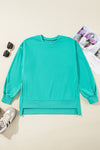 Bonbon Solid O Neck High Low Hem Pullover Sweatshirt