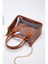 Black PVC PU Leather Chain Strap Clear Shoulder Bag