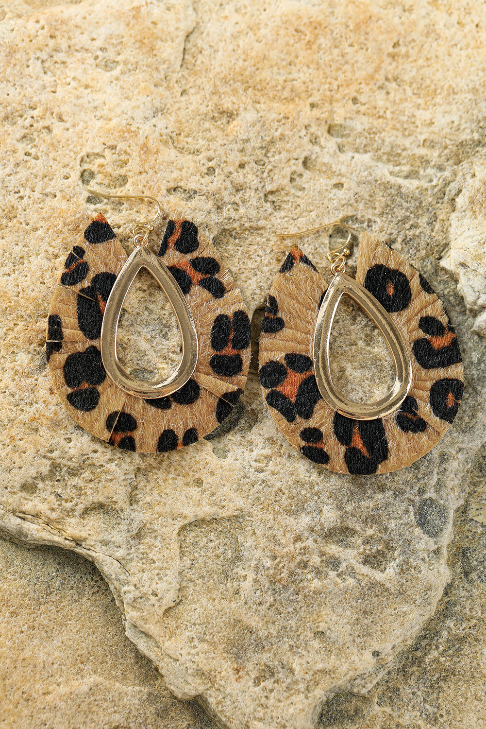 Chestnut Leopard Print Hollow Out Drop Earrings