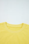 Yellow Cream Drop Shoulder Crop Pullover Drawstring Wide Leg Pants Set