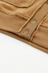 Brown Button Flap Pockets Collared Fleece Jacket - Cocoa Yacht Club