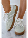 Beau Blue Striped Lace Up Flat Sneakers