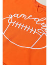 Orange Game Day Lettering Rugby Notched Neck Cropped Sweatshirt