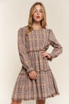 And The Why Full Size Washed Frayed Tiered Plaid Dress - Cocoa Yacht Club