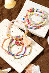 Peach Blossom Butterfly Charm Tassel Colorful Beaded Bracelet Set