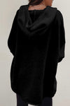 Black Button Up Knitted Sleeve Hoodie