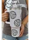 White 40Oz Rhinestone Volleyball Tumbler Cup with Handle