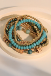 Gold Boho Crystal Beaded Multilayer Bracelet Set