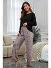 Black Leopard Print High Waist Graphic Pajama Set