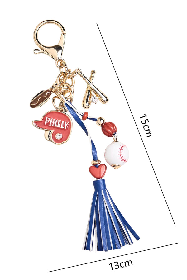 Gold Game Day Baseball Themed Tassel Keychain