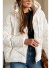 Drawstring Zip Up Long Sleeve Hooded Winter Coat