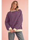 Green Stripe Contrast Edge Oversized Sweatshirt