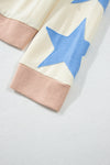 Light Pink Star Patchwork Exposed Seam Oversized Sweatshirt