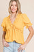 Lime 'N' Chili Solid Ruffled Deep V-Neck Puff Sleeve Babydoll Top