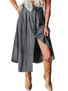 Dark Grey Fully Buttoned Long Denim Skirt