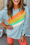 Black Rainbow Colorblock Pullover Sweatshirt