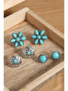 Sea Green 3 Pairs Boho Alloy Stud Earrings