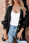 Black Solid Color Buttoned Down Casual Knitted Cardigan - Cocoa Yacht Club