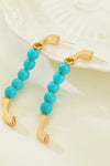 Gold Vintage Turquoise Beaded Hoop Earrings