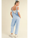 Beau Blue Adjustable Strap V Neck Pocketed Denim Overalls