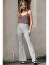 Gray Solid Color High Waist Ribbed Flare Pants