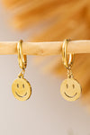 Gold Smile Face Alloy Dangle Earrings