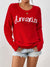 Letter Round Neck Long Sleeve Sweater - Cocoa Yacht Club