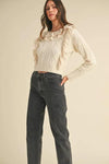 MABLE Ruffled Lace Crochet Sweater