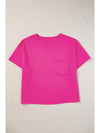 Bright Pink Patched Pocket Exposed Seam Oversized T Shirt