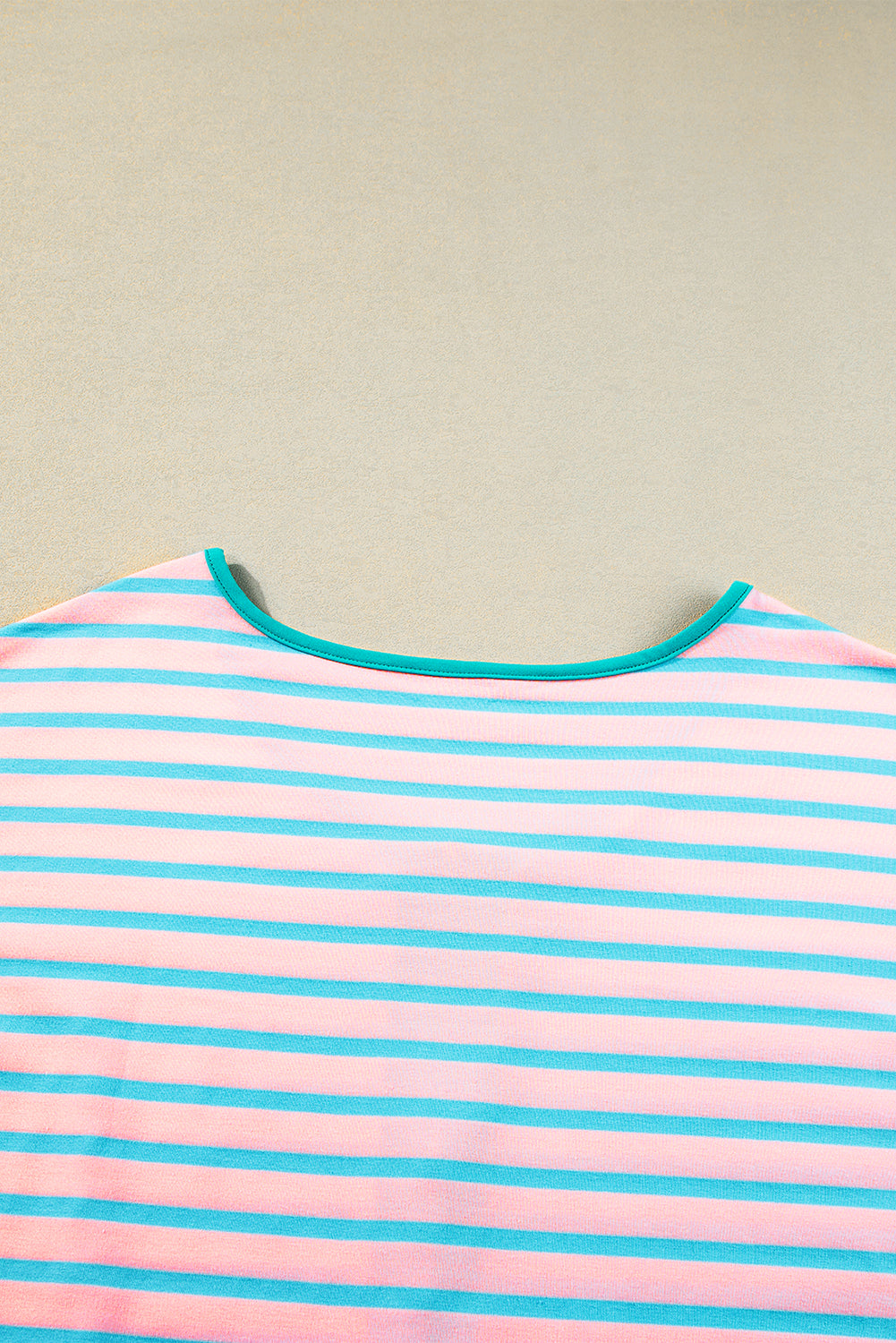 Pink Stripe Contrast Trim Half Zip T Shirt