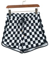 Rose Checkered Drawstring Elastic Waist Casual Shorts