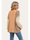 Double Take Texture Contrast Round Neck Long Sleeve T-Shirt