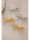 Gold Bow Knot Pearl Decor Plated Alloy Hair Clip