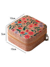 Camel Retro Floral Print Portable Square Jewelry Box