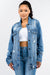 American Bazi Full Size Button Up Distressed Denim Jacket - Cocoa Yacht Club