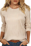 Apricot Wavy Textured Solid Color Drop Shoulder Pullover Top