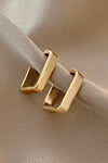 Gold Square Hook Plated Alloy Stud Earrings