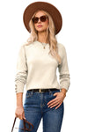 Camel Buttoned Cuffs Raglan Sleeve Knit Sweater