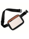 White Color Block Adjustable Belt PU Leather Crossbody Bag