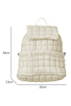 Coffee Solid Flapped Quilted Puffer Backpack