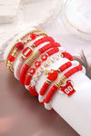 Fiery Red GAME DAY Football Halmet Beaded Bracelet Set