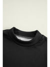 Black Solid Color Mock Neck Thermal Lined Long Sleeve Top